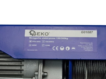 ЭЛЕКТРИЧЕСКАЯ ТАНОСНАЯ ЛЕБЕДКА 600ВТ 150-300 кг GEKO