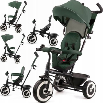 Rowerek Dziecięcy Trójkołowy Wózek Spacerówka 6w1 ASTON Kinderkraft ZIELONY