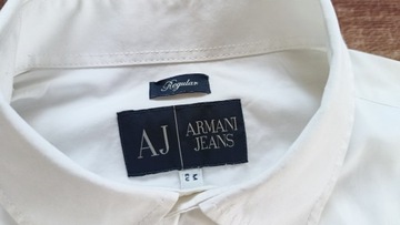 ARMANI JEANS Koszula męska biała LOGO Regular bawełna M