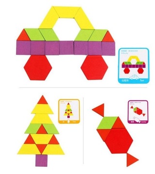 ПАЗЛ ДЕРЕВЯННЫЕ БЛОКИ МОНТЕССОРИ 155 деталей мозаика