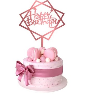 Topper urodzinowy HAPPY BIRTHDAY różowe złoto 1-99 dekoracja tort ROSE GOLD
