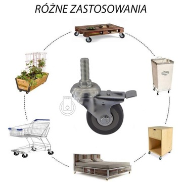 Komplet 4 szt. kół fi 50 szafka regał 4x7PPGUM50