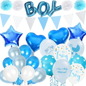 ZESTAW BABY SHOWER BALONY URODZINY BOY CHŁOPIEC