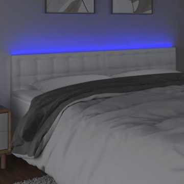 vidaXL LED Изголовье кровати Белый 160x5x78/88 см Искусственная кожа