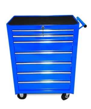 Тележка для инструментов, шкаф для мастерской с 7 ящиками, ПОДНЯТЫЙ, синий
