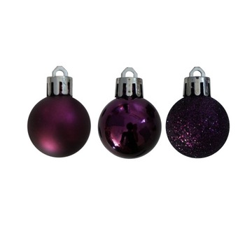 Mini bombki choinkowe 3 cm 24szt nietłukące fiolet