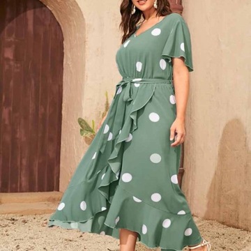 Polka Dot Simple Oversized 4XL Dress Fashion Elast