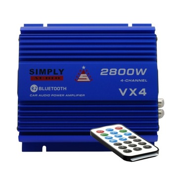 Simply Audio VX4 Wzmacniacz samochodowy 4-kanałowy USB SD BLUETOOTH + Pilot