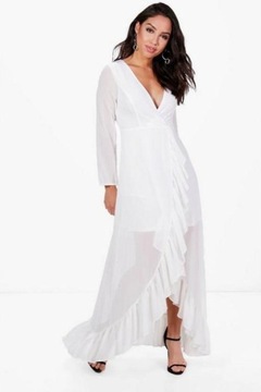 BOOHOO BIAŁA MAXI SUKIENKA 36