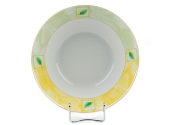 Salaterka porcelanowa zdobiona zielonym listkiem