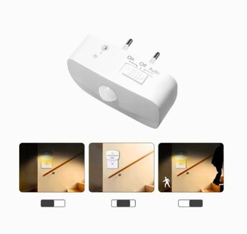 Ночник ДЛЯ LED РОЗЕТКИ с датчиком 3 СВЕТА РЕЖИМЫ движения контакта