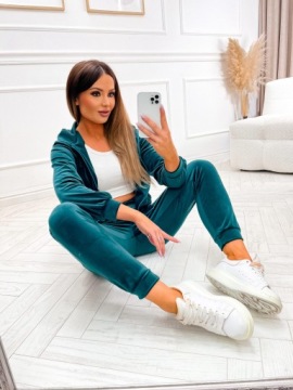 ВЕЛЮРОВЫЙ СПОРТИВНЫЙ КОМПЛЕКТ, БРЮКИ, СВИТШОТ, S