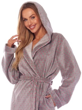 ХАЛАТ ЖЕНСКИЙ ДЛИННЫЙ ТЕПЛЫЙ ПУХОВЫЙ, РОЗОВЫЙ L