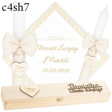 КРЕЩЕНСКАЯ СВЕЧА + КОРОБКА * НАКЛАДКА И КРЕЩЕСТВЕННАЯ СВЕЧА ВЫШИВКА + ГРАВИРОВКА