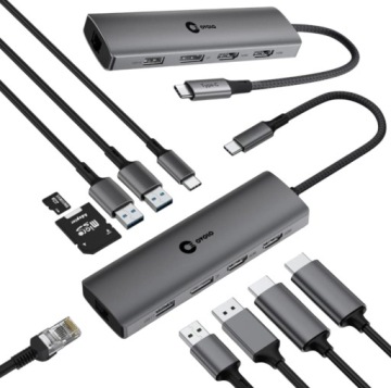 Více portů a nabíjení 100 W jedním kabelem 2 monitory Gigabyte Hub Usb-c