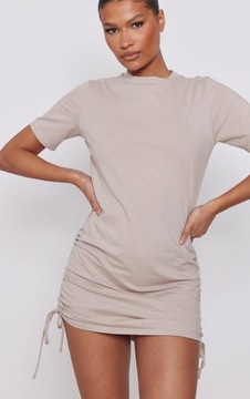 C7D308 T-SHIRT SUKIENKA CIĄŻOWA BEŻ PRETTYLITTLETHING M