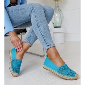 Niebieskie espadryle z haftem r.36