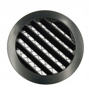 KRATKA WENTYLACYJNA CZARNA OKRĄGŁA CZERPNIA fi 125mm ALUMINIOWA Z SIATKĄ