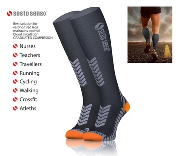 НОСКИ СПОРТИВНЫЕ КОМПРЕССИОННЫЕ для бегунов, ДЛИННЫЕ Sesto Senso *35-38