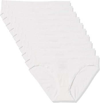 Damskie bawełniane figi od bikini Amazon Essentials 10 sztuk, białe, 36
