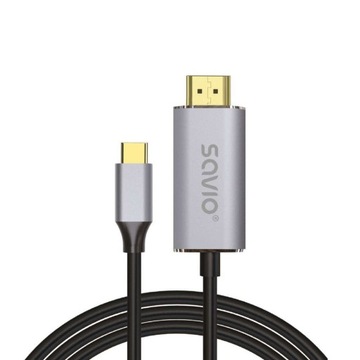 Кабель USB Type-C — HDMI SAVIO CL-170 4K 60Гц 1 м