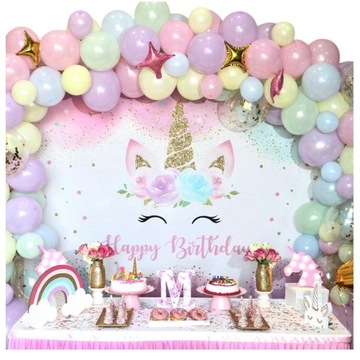 GIRLANDA BALONOWA PASTELOWA DEKORACJA DZIEWCZYNKA ZESTAW URODZINY CHRZEST