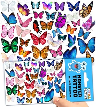 TATUAŻE ZMYWALNE TYMCZASOWE DLA DZIECI DZIECIĘCE MOTYLKI WZORY ORYGINALNE