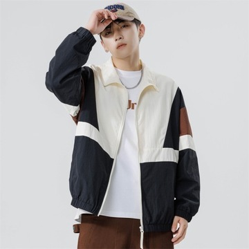 Mens Reflective Striped Jacket Zipper Up Varsity J