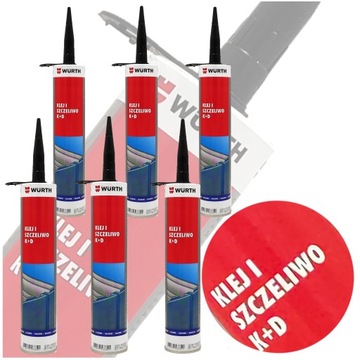 WURTH Klej i Szczeliwo w Jednym Czarny 300ml Mocny Elastyczny Zestaw 6szt