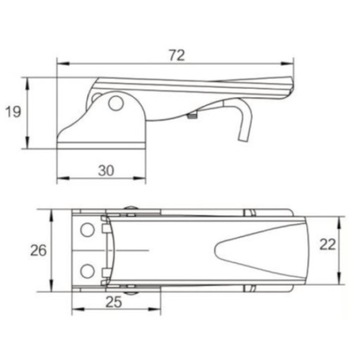 Защелка из нержавеющей стали Kandahar R34B 72,0мм 10шт.