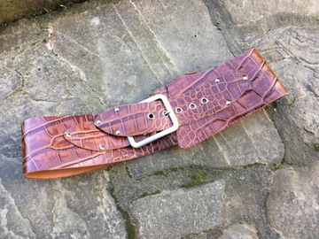 Szeroki pasek skorzany premium vintage boho