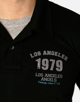 Sportowa Koszulka Polo Męska Krótki Rękaw Bawełna Polówka Los Angeles-2 r M