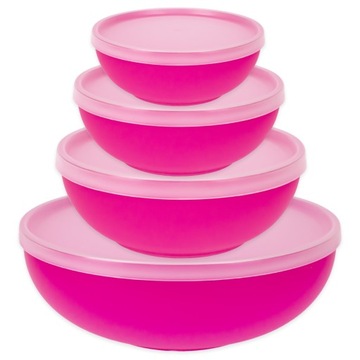 MISKI Z PRZYKRYWKĄ ZESTAW 4 SZT PLASTIKOWE MISKA