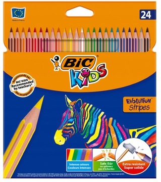 Kredki Ołówkowe BIC Evolution Stripes 24 kolory