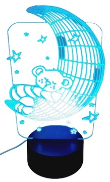 LAMPKA NOCNA 3D LED KSIĘŻYC MULTIKOLOR PILOT USB