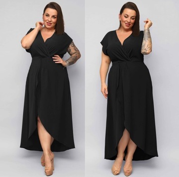 CZARNA Długa MAXI elegancka sukienka Plus Size KOLORY IGA (46-52) 48 4XL