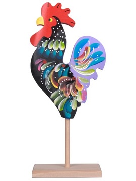 Kogut kogucik drewniany figurka ręcznie malowana ozdobna folkowa folk 36 cm