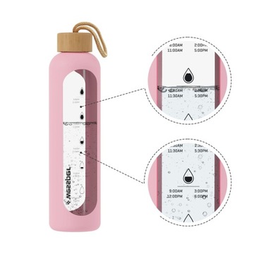Мотивационная стеклянная бутылка для воды, сокосодержащих напитков 500мл 0,5л + розовый футляр