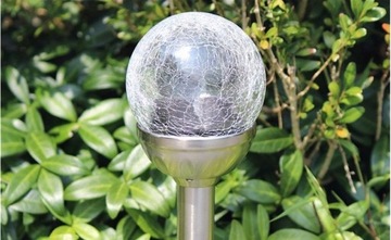 Садовый светильник на солнечной батарее с шипами СТЕКЛЯННЫЙ ШАР Серебро 38 см НАБОР из 12 штук