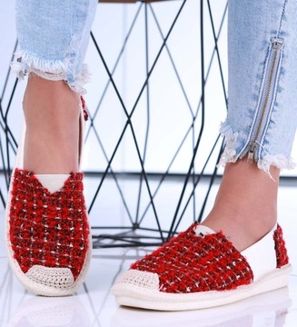 Wsuwane buty damskie balerinki espadryle z miękkiej tkaniny 15677 37