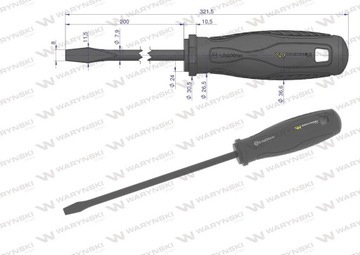WKRĘTAK PŁASKI ŚRUBOKRĘT 8 X 200 MM WARYŃSKI