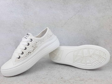 LEE COOPER КРУЖЕВНЫЕ ТУФЛИ АЖУРНЫЕ КРОССОВКИ БЕЛЫЕ НА ТОЛСТОЙ ПОДОШВЕ НА ПЛАТФОРМЕ