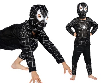 Strój Przebranie CZARNY SPIDERMAN MASKA BAL 98-110