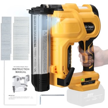 Elektryczny pistolet do gwoździ w kolorze żółtym