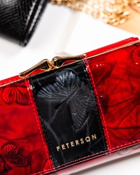 Peterson damski portfel skórzany na bigiel pojemny RFID