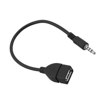 Adapter AUX Mini Jack 3,5mm USB czarny kab100a