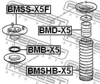 FEBEST BMB-X5 LOŽISKO VÁLCOVÉ DRŽÁKY TLUMIČE