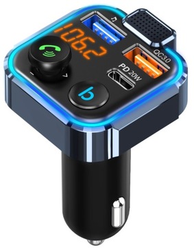 Bluetooth FM-передатчик Зарядное устройство Адаптер 2xUSB + USB Type-C Mp3 Автомобиль