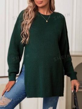 SHEIN MATERNITY SWETER DAMSKI ZIELONY DZIANINOWY M 186