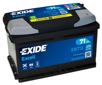 Akumulator Exide Excell 71Ah 670A EB712 EN PRAWY PLUS